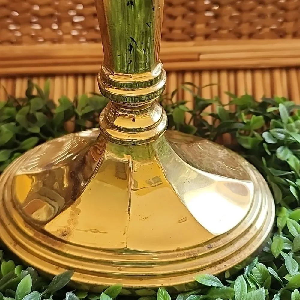 Vtg Stiffel Weighted Shiny Decorative Brass Candle Holder Classic